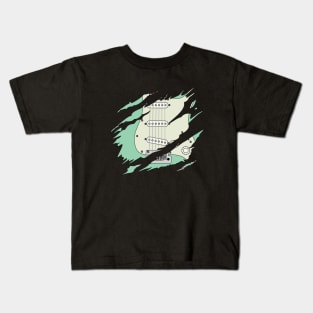 Ripped Electric Guitar S-Style Surf Green Color Kids T-Shirt